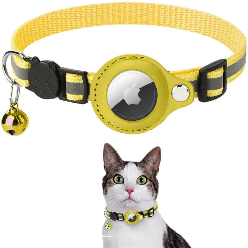 Collier pour Chat avec Étui Traceur Compatible AirTag — Réfléchissant, Ajustable & Sécurisé