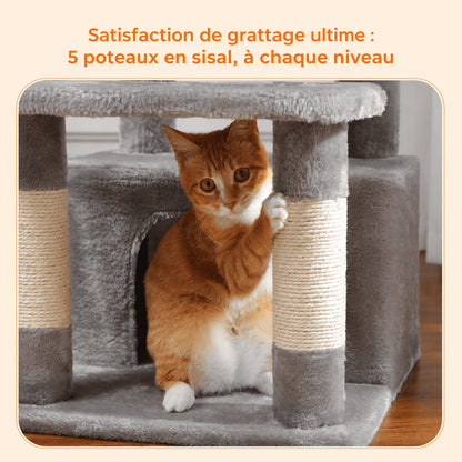 Arbre à chat multi-niveaux  Sisal naturel, hamac et condos | Plusieurs tailles