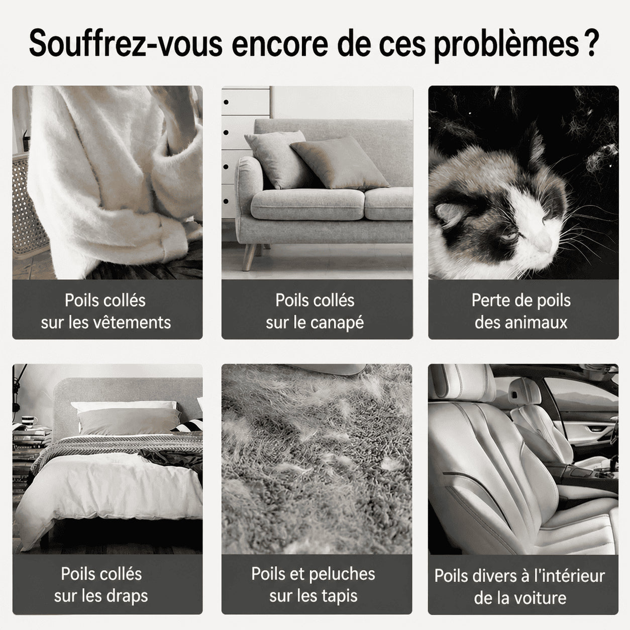 Brosse Anti-Poils Réutilisable — Canapé, Vêtements, Voiture & Tapis