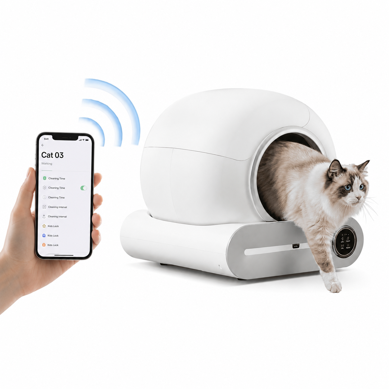 Litière autonettoyante connectée pour chat 65L - vue principale