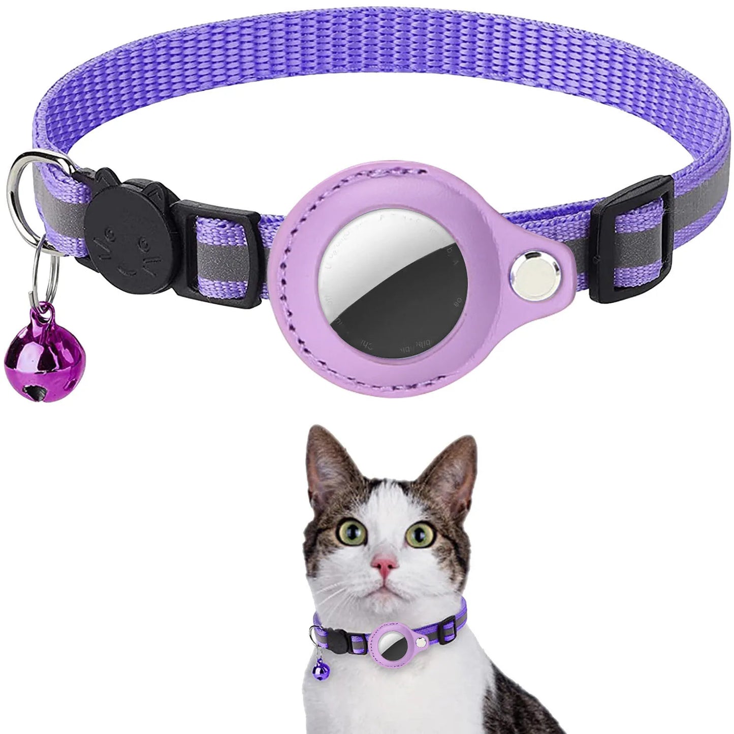 Collier pour Chat avec Étui Traceur Compatible AirTag — Réfléchissant, Ajustable & Sécurisé