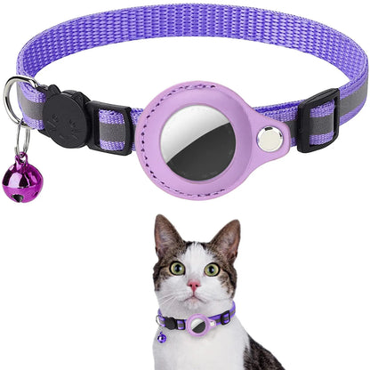 Collier pour Chat avec Étui Traceur Compatible AirTag — Réfléchissant, Ajustable & Sécurisé