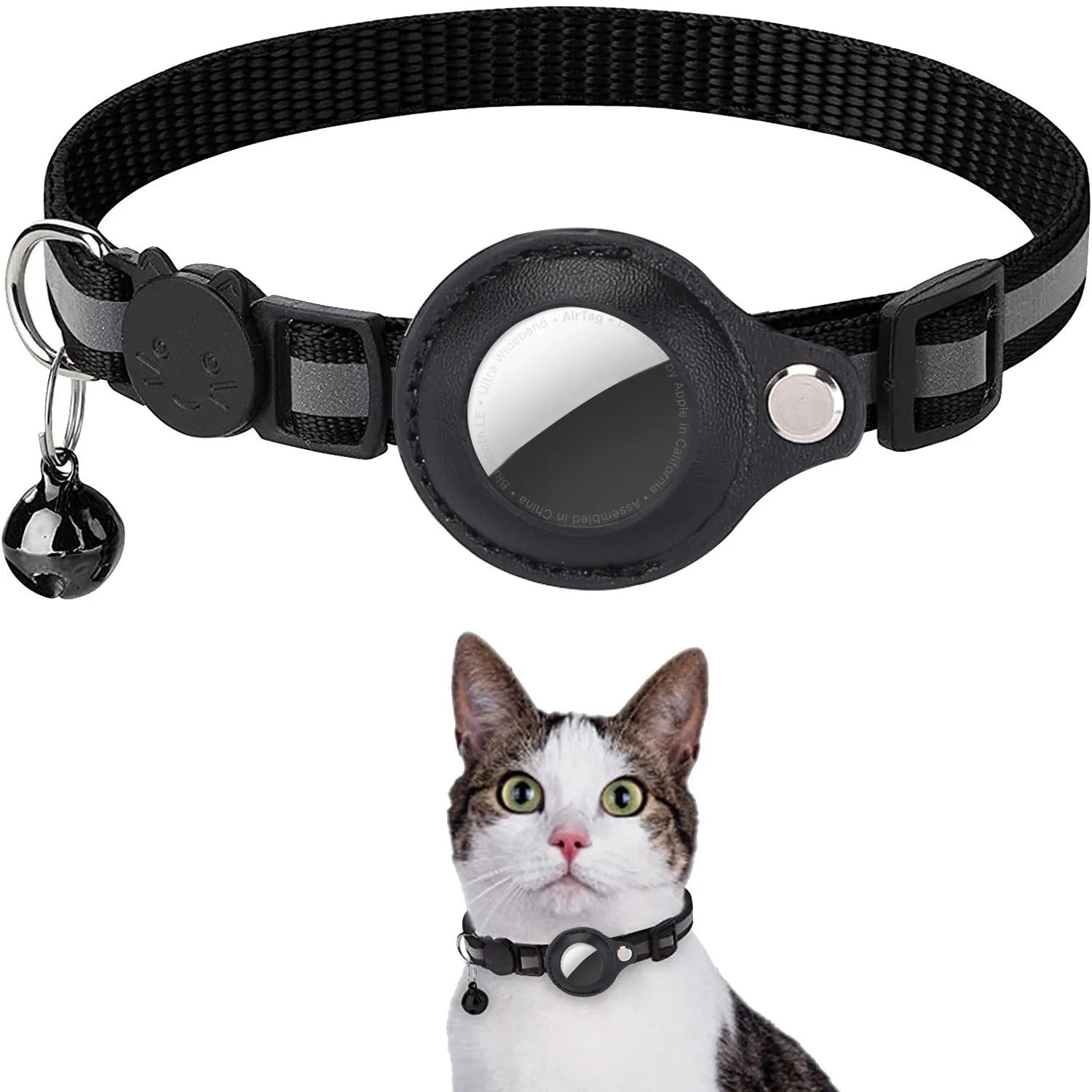 Collier pour Chat avec Étui Traceur Compatible AirTag — Réfléchissant, Ajustable & Sécurisé