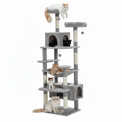 Arbre à chat multi-niveaux  Sisal naturel, hamac et condos | Plusieurs tailles