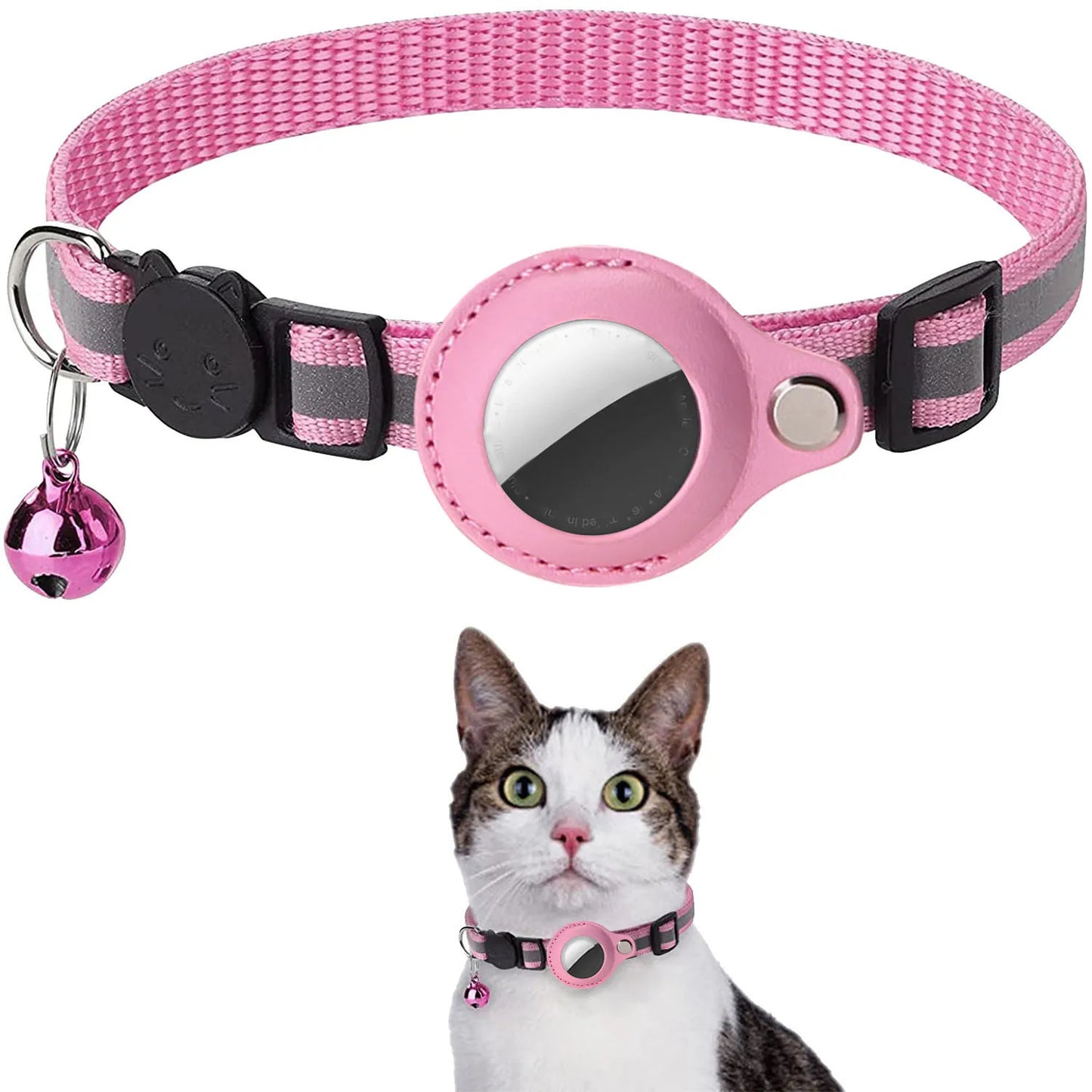 Collier pour Chat avec Étui Traceur Compatible AirTag — Réfléchissant, Ajustable & Sécurisé