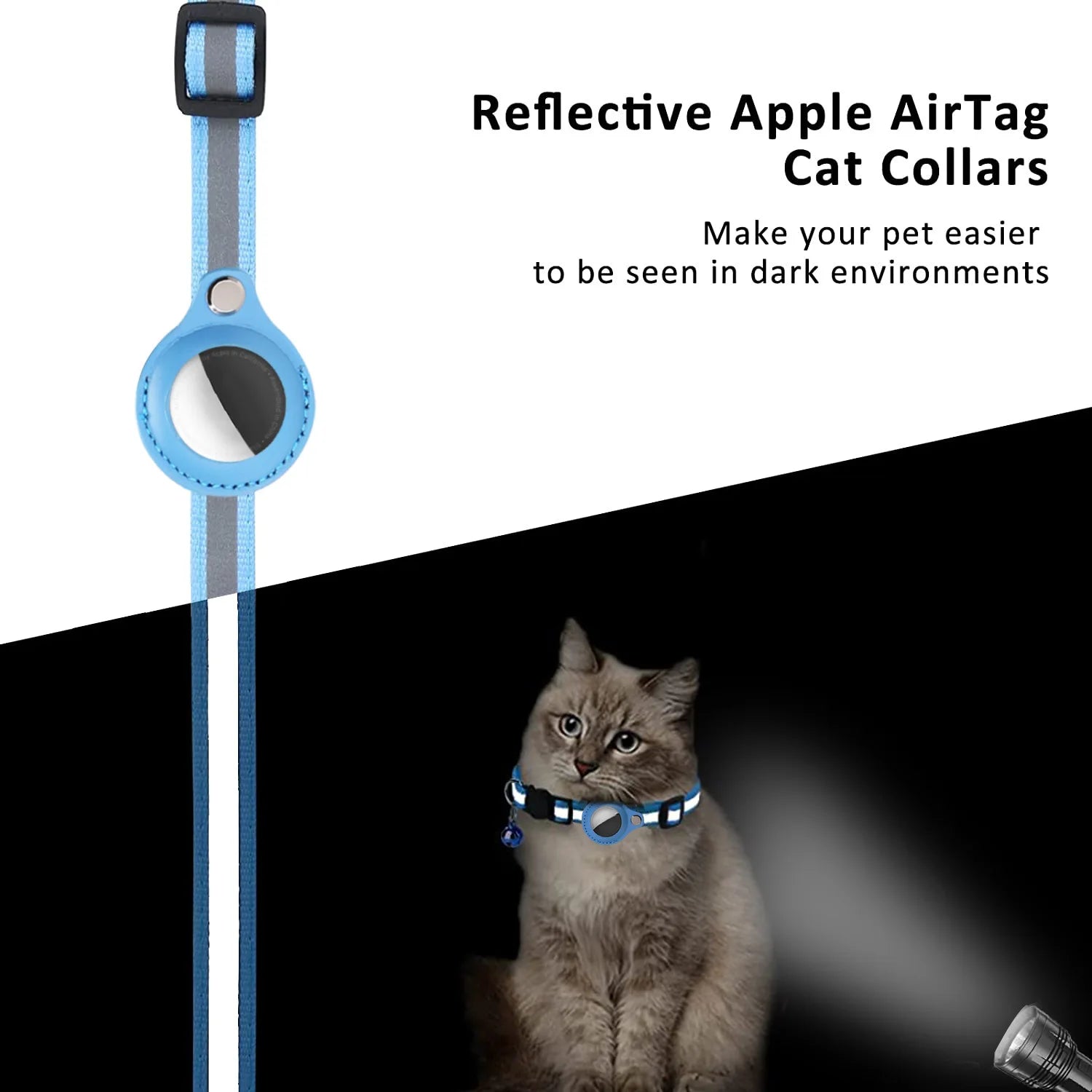 Collier pour Chat avec Étui Traceur Compatible AirTag — Réfléchissant, Ajustable & Sécurisé