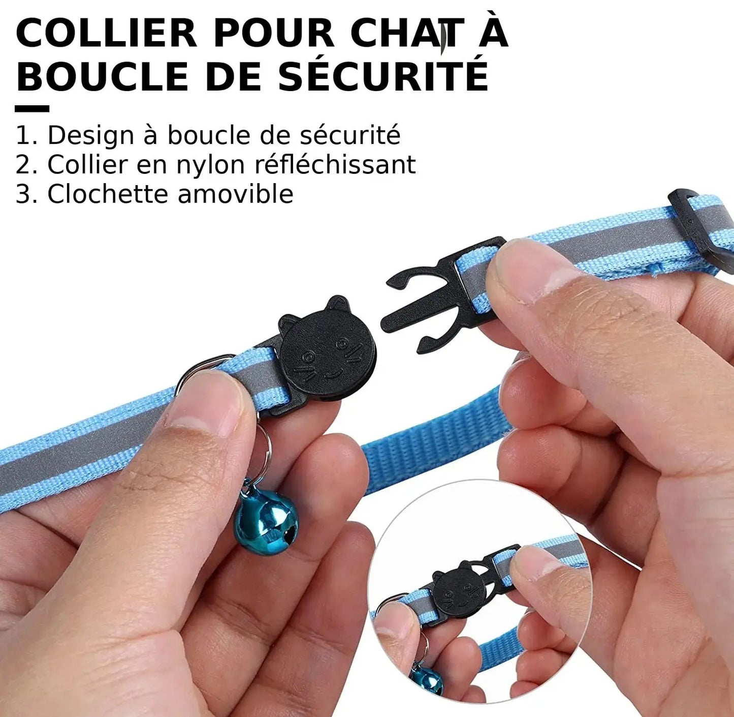Collier pour Chat avec Étui Traceur Compatible AirTag — Réfléchissant, Ajustable & Sécurisé