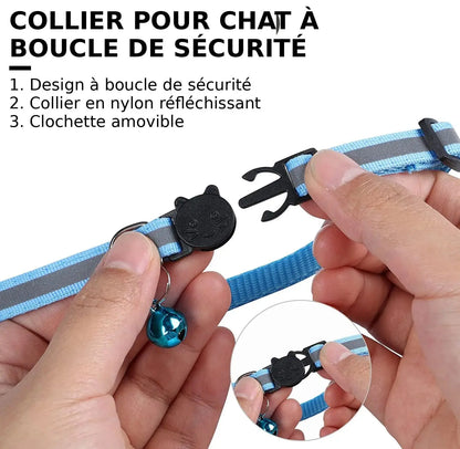 Collier pour Chat avec Étui Traceur Compatible AirTag — Réfléchissant, Ajustable & Sécurisé